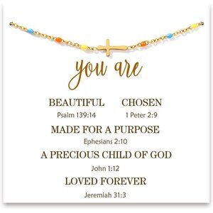 Elegant Christian Cross Bracelet with Inspirational Card - 6.5 to 8.5 Inches